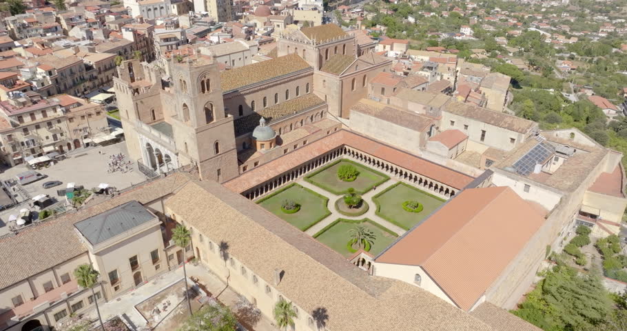Aerial view of Monreale Cathedral. It