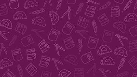 Purple background with cute hand drawn doodles of school items like notebook pen protractor compass and abacus Perfect for education projects back to school themes and learning events - Powered by Shutterstock - Get 15% off with code: PIKWIZARD15