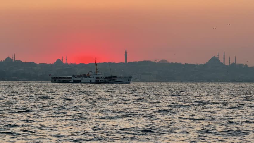 Sunset landscape at Bosphorus bridge.