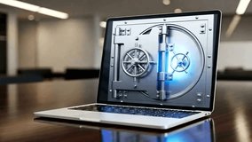 Laptop with a Vault Door on the Screen: Secure Data and Cybersecurity Concept - Powered by Shutterstock - Get 15% off with code: PIKWIZARD15