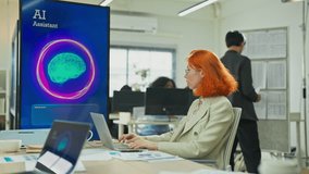 Focused business professional working in coworking space with AI assistance, virtual agent, big data analysis, laptop display screen, modern office technology, innovation, digital transformation - Powered by Shutterstock - Get 15% off with code: PIKWIZARD15