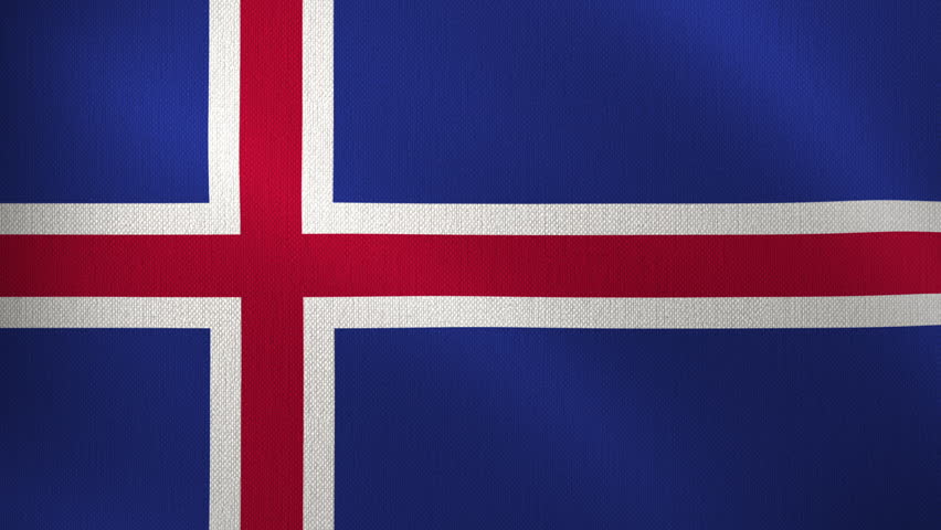 Iceland flag flutters in the wind against a looped background. The flag flutters in the wind. Concept for the country's national day and holidays.