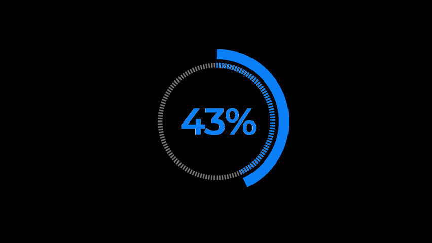 43 Percent Blue Pie Chart Infographic Animation Alpha Channel (Transparent Background) Data Visualization, Statistics, Business Video