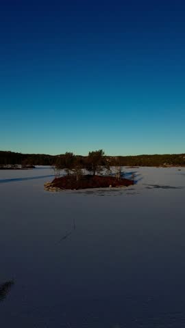 WInter cristals in early sunshine. WOnder winter world. Deep blue sky in winter in Norway