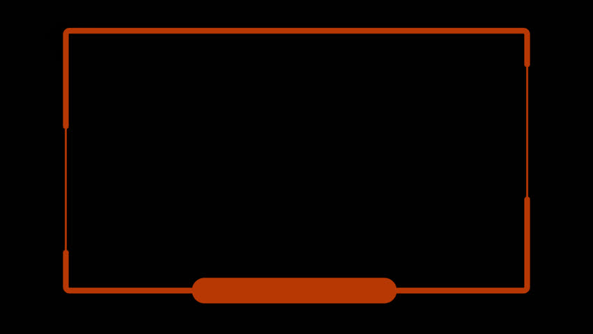 Orange animated webcam frame and overlay with a glowing effect for live streaming or online broadcasting, featuring a sleek, minimalist design on an isolated black background  alpha channel