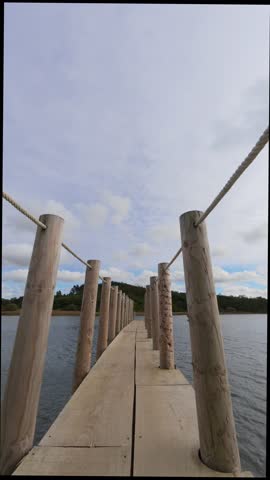 wood boardwalk over the Obidos lagoon, Portugal
