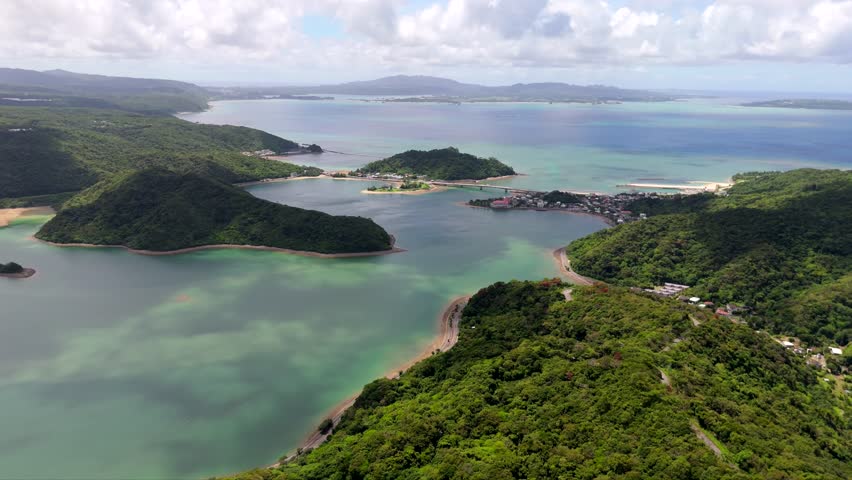 4K drone footage at Shioya Bay, Okinawa Yanburu Ogimi Village, Japan showing stunning Blue Zone Longevity. Okinawa Yanburu Ogimi Village 06.09.2025
