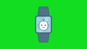 Wearable assistant animation featuring a smartwatch with a small AI face on the screen. Ideal for tech innovation, smart device, and digital assistant concepts. - Powered by Shutterstock - Get 15% off with code: PIKWIZARD15