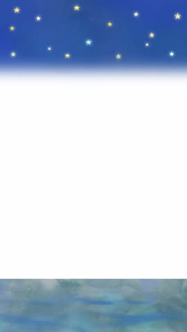 Sky and sea vertical time-lapse frame. A 4K watercolor loop animation capturing the passage of time throughout the day.