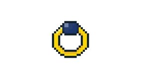 8-bit pixel art rpg game style sapphire gold ring item. looped animation 4k 30fps - Powered by Shutterstock - Get 15% off with code: PIKWIZARD15