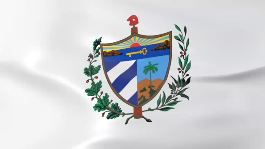 coat of arms of Cuba, waving in the wind