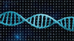 Double helix glowing cyan and rotating rightward when code streams appear, visualizing data. Futuristic, technology, innovation, digital, neon, science, cybersecurity - Powered by Shutterstock - Get 15% off with code: PIKWIZARD15