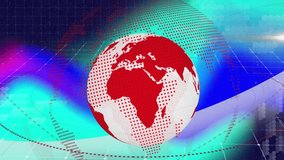 After pause, 3D render globe rotating eastward, revealing western hemisphere for digital broadcast. Geometric, futuristic, digital, data, technology, innovation, visualization - Powered by Shutterstock - Get 15% off with code: PIKWIZARD15