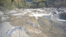 Mountain stream flowing rapidly over stones causing drifting clock faces illustrating time passage. Nature, wilderness, tranquility, alpine, scenic, movement, temporal - Powered by Shutterstock - Get 15% off with code: PIKWIZARD15