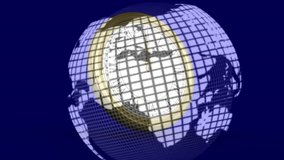 Launching rotating globe with golden clock advancing hands, numeric streams shifting showing time. Futuristic, technology, digital, data visualization, abstraction, innovation, global connectivity - Powered by Shutterstock - Get 15% off with code: PIKWIZARD15