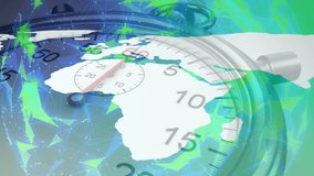 Rotating stopwatch face fading phone and mail icons appearing, demonstrating global connectivity. Timing, globalization, communication, digital, technology, network, connectivity - Powered by Shutterstock - Get 15% off with code: PIKWIZARD15