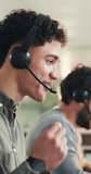 Customer service, headset and support with man in call center for assistance, contact us or virtual help. Communication, conversation and feedback with person in coworking office for consulting - Powered by Shutterstock - Get 15% off with code: PIKWIZARD15