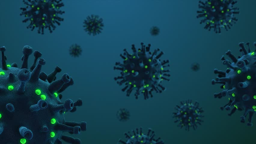 Seamless Loop Coronavirus COVID-19 Microscopic Background.