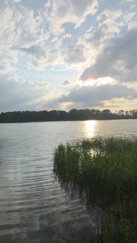 Sunny River Landscape — Beautiful Nature with Blue Sky and Reflections