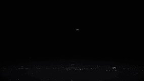 Time lapse view of full moon rising over city skyline at night with urban lights creating beautiful contrast against dark sky - Powered by Shutterstock - Get 15% off with code: PIKWIZARD15