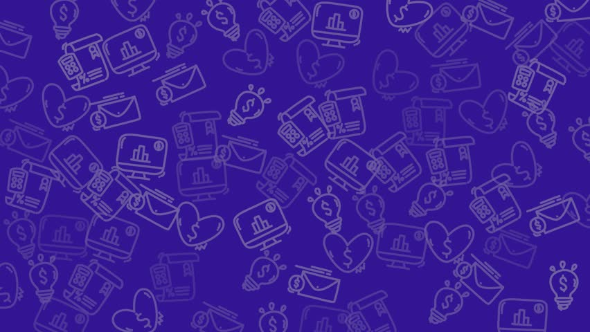 Hand-Drawn Corporate Icons Animation. Looping Flicker Effect with Computer, Lightbulb, and Calculator Doodles.