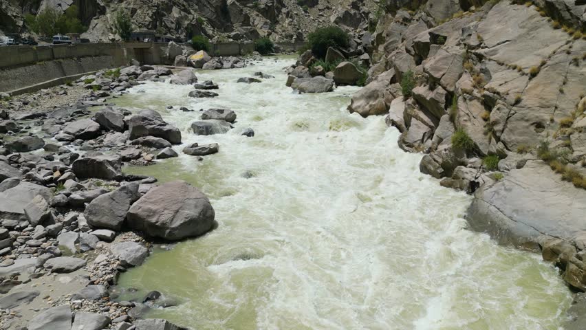 Wild rapid river in Hindu Kush mountains, Afghanistan
