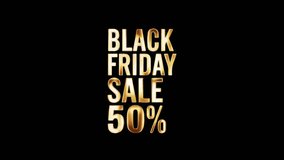 Animation word of Black Friday Sale Fifty Percent golden shine light motion text with light effect animation on black abstract background. promote advertising concept isolate using QuickTime Alpha Cha - Powered by Shutterstock - Get 15% off with code: PIKWIZARD15