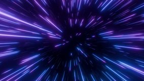 Looped background with blue pink neon light streaks create effect of high speed travel through space. Abstract animation of hyperspace warp with glowing futuristic tunnel visuals. VJ loop , 4K 60fps - Powered by Shutterstock - Get 15% off with code: PIKWIZARD15