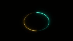 Abstract glowing neon circle border frame in the shape circle glowing and futuristic energy line animation. Neon circle recycling animation .Glowing neon line icon animation on black background.	 - Powered by Shutterstock - Get 15% off with code: PIKWIZARD15