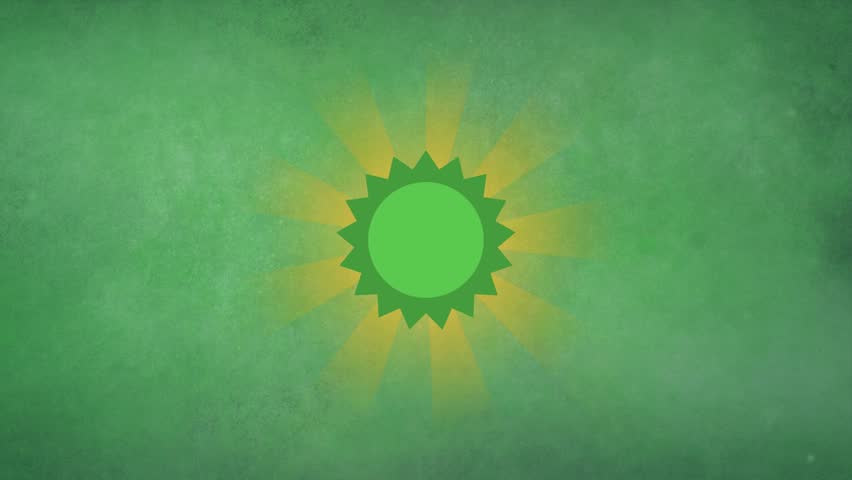 Number 6 Decorative Iconic  Animated Reveal Countdown  Bright Green Background With Yellow Glow Effect