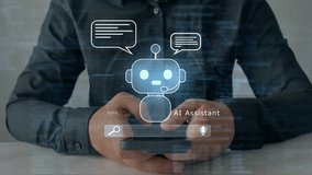 Ai Assistant Chatbot conversation with Ai Artificial Intelligence Online customer service.AI chatbot that answers questions,assists with tasks and engages in interactive dialogue to support learning. - Powered by Shutterstock - Get 15% off with code: PIKWIZARD15