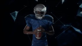 Athlete stepping adjusting helmet as network forming tech globe on palm transforming into hologram. Athlete, technology, innovation, futuristic, digital, virtual, connection - Powered by Shutterstock - Get 15% off with code: PIKWIZARD15