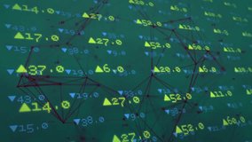 Teal grid opening with values red lines connecting nodes, bars rising pulsing to show data trends. Technology, data, analytics, visualization, digital, futuristic, network - Powered by Shutterstock - Get 15% off with code: PIKWIZARD15