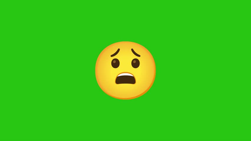 Yellow crying face emoji centered against a solid green background.
