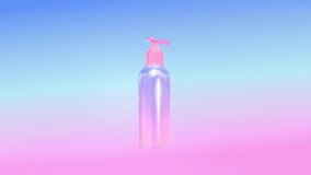 3D holographic lotion bottle mockup with delicate flower petals in a soft pastel gradient, perfect for cosmetic or skincare product launch promotions and advertising campaigns. - Powered by Shutterstock - Get 15% off with code: PIKWIZARD15