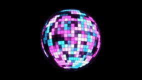 Neon Disco Ball rotation 3D Animation loop can be used in nightclub visuals, retro party design, techno art projects, and luminous motion backgrounds - Powered by Shutterstock - Get 15% off with code: PIKWIZARD15
