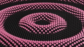 Concentric wave 3D abstract structure made from pink cubes on dark gray surface, producing futuristic minimal background with conceptual geometry and rhythmic motion - Powered by Shutterstock - Get 15% off with code: PIKWIZARD15