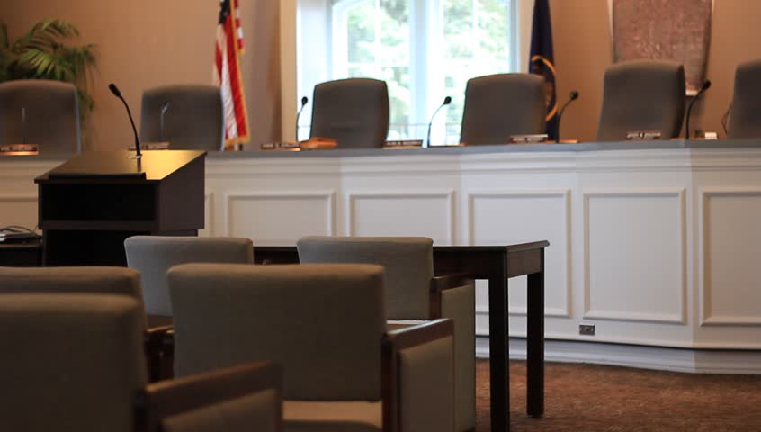 Empty county court room.