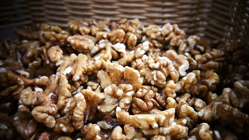 Close-up of many peeled walnuts
