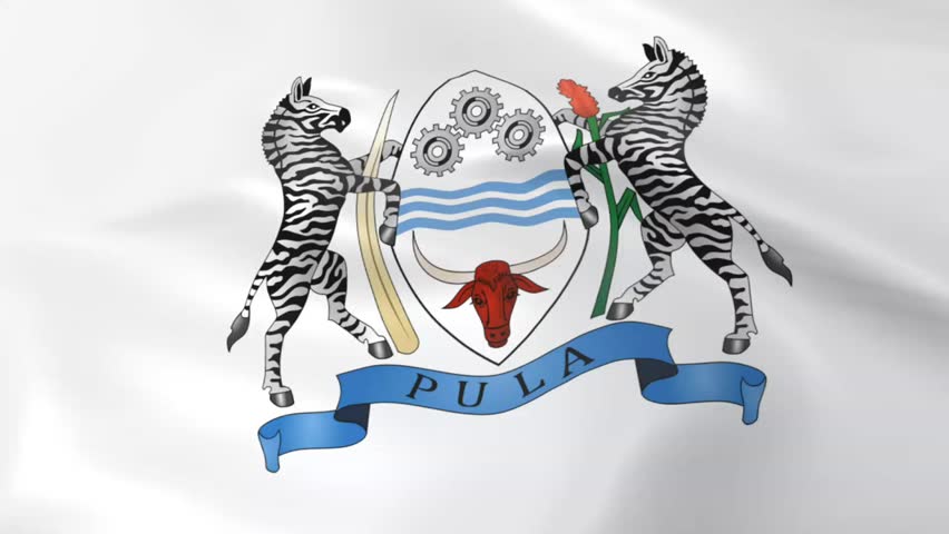 coat of arms of Botswana waving in the wind