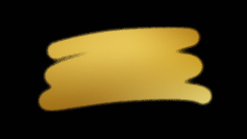 Golden Spray Paint Brush Stroke Animation on Transparent Background. Alpha Channel Included.