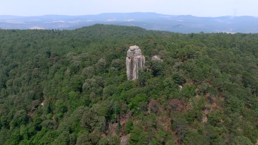 Rock Formations At Los Frailes Parque Natural In Tapalpa, Jalisco, Mexico. Aerial Rotate Shot