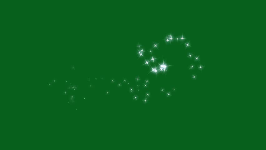 Twinkling glitter line stars animation, shining bokeh light burst, fast line glitter motion, glowing light trails, white cartoon blinking star, magic sparkles glitter line stars on green screen. 4k