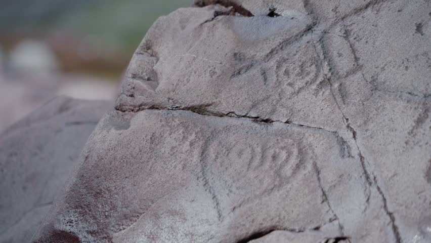 Taino petroglyphs at Sainte-Suzanne, near Cap-Haitien, Haiti. Close-up, focus on foreground
