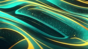 Dynamic 3D abstract visual background, featuring flowing waves or folds with glittering particles and bright gold neon lines. - Powered by Shutterstock - Get 15% off with code: PIKWIZARD15