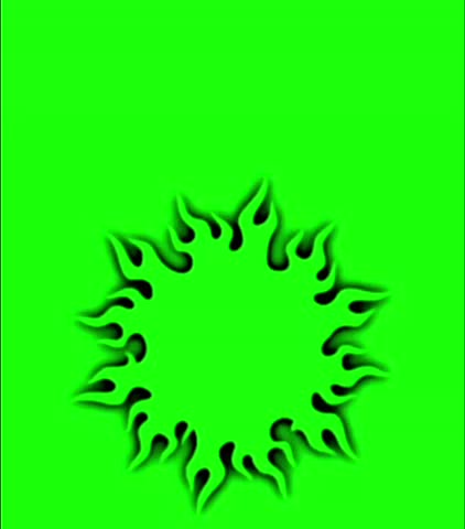 Close-up of a vibrant dark purple flower with yellow and green center against lush green background।