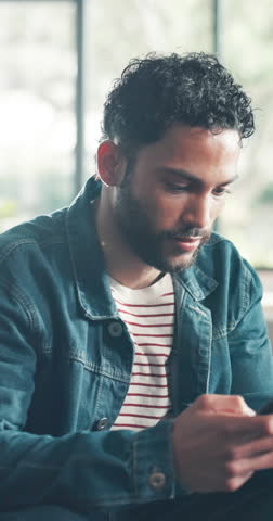 Credit card, smile or man in home with phone, online payment or sales promo in eft transaction. Happy, easy shopping or male person on sofa with tech, remote service and discount on cashless purchase