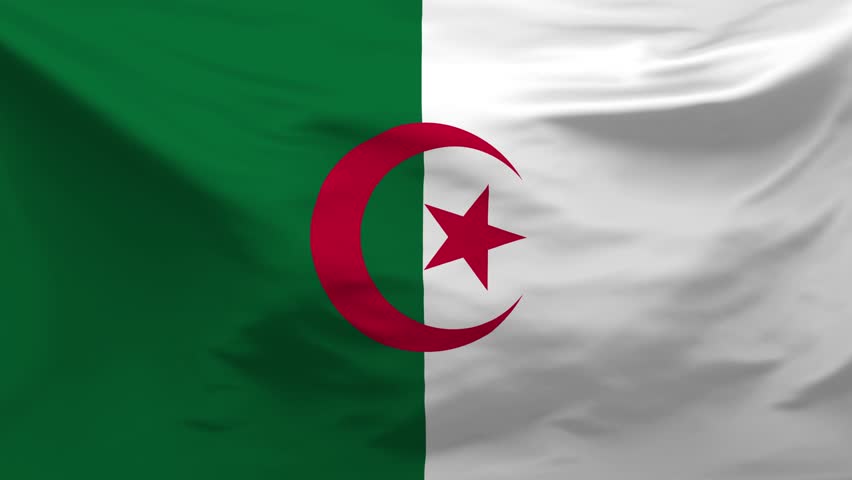 Algeria flag is waving in the wind.