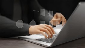 Workflow automation, process planning, system optimization, business process mapping concept. Businessman using flowchart interface on virtual screen. 4K 3D video animation - Powered by Shutterstock - Get 15% off with code: PIKWIZARD15