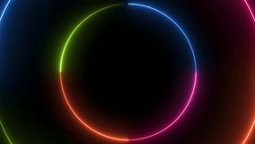 Abstract neon light circles dynamic motion black background digital graphic animation loop footage. - Powered by Shutterstock - Get 15% off with code: PIKWIZARD15